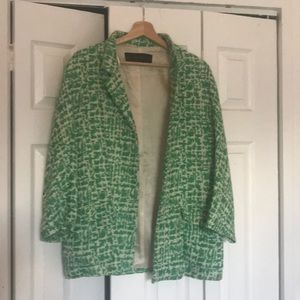 Zara basic green and white blazer jacket